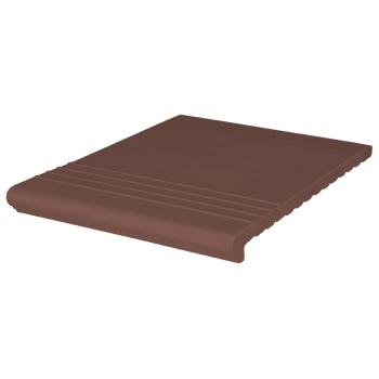 Ступень клинкерная коричневая рифлёная, 330х245х14, KingKlinker