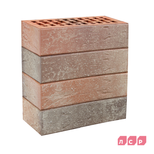 Кирпич облицовочный пустотелый красный флэш с пепельной посыпкой, поверхность рустик Гродно