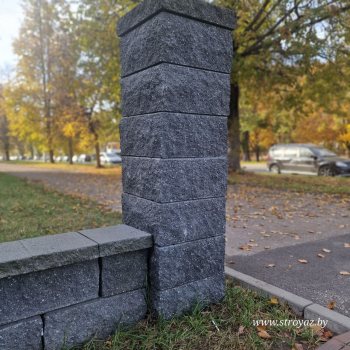Камень для столба забора 4х секционный, графит, 360х360х180, Semmelrock