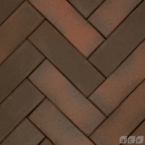 Брусчатка клинкерная ГЛАЗГО ЛОНГ темно-красный флэш, 250х80х50, ЛСР
