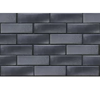 Клинкерный кирпич  чёрно-серебристый БЕРГЕН, гладкий, серия Обсидиан, ЛСР