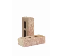 Кирпич облицовочный гиперпрессованный пустотелый «Дикий камень» тычковый серо-коричневый КСПБ15