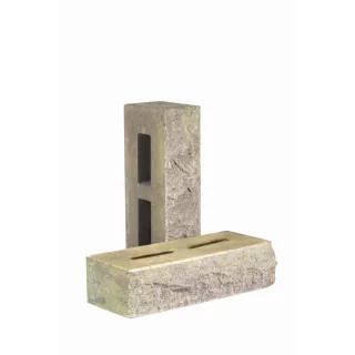 Кирпич облицовочный гиперпрессованный пустотелый фактурный «Дикий камень» графитово-зеленый КСПА67